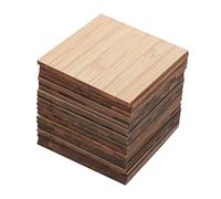Homoyoyo 20Pcs Unfinished Bamboo Pieces Square DIY Painting Slices Double Sided Natural Bamboo Craft Tags for Handwriting and Home Decor Projects