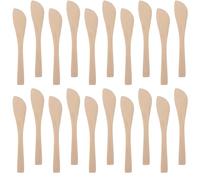 Homoyoyo 20pcs Wooden Dumpling Filling Spoon Set with Spreading Tool | Beige Wood Finish, for Cheese and Cake Use, Dough Circle Cutting and Face Mask Applicator