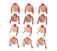 Homoyoyo 20pcs Xmas Drawstring Candy Bags Velvet Party Pouches Red Khaki Reindeer Design Lightweight Packaging for Chocolates Cookies DIY Treats Festive Christmas Favor Storage