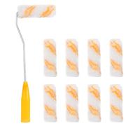 Homoyoyo 21PCS Mini Paint Roller Brush Set with 20 Cotton Thread Rollers and 32cm Yellow Handle for Wall Painting Decorating and Office Use