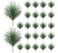 Homoyoyo 24 PCS Christmas Picks,2.7 Inch Artificial Green Pine Needle Branches Xmas Flower Arrangements for Christmas Weddings Birthdays Holiday Decoration