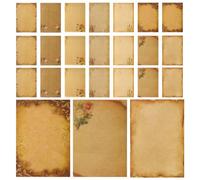 Homoyoyo 24 Sheets Vintage Letter Writing Paper Decorative Kraft Paper for Invitations Thank You Notes and Greetings Charming Retro Design for Smooth Writing and Printing
