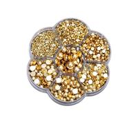 Homoyoyo 2465Pcs Half Round Pearl Beads Set with Plum Blossom Box Plastic Resin Beads for DIY Nail Art Ornaments and Manicure Mixed Golden Craft Kit for Beginners and Experts