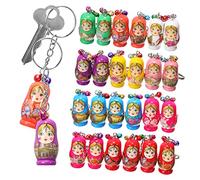 Homoyoyo 24pcs Creative Keyring Accessories Russian Nesting Dolls Keychains for Keys Pendant Key Rings Bells Random Style