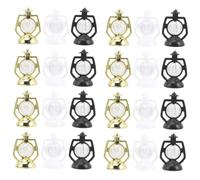 Homoyoyo 24pcs Miniature Lantern Ornaments Christmas Tabletop Decoration Set with Black, White and Gold Lamps for Dollhouse and Home Desktop Xmas Decor