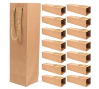 Homoyoyo 24pcs Reusable Kraft Paper Wine Bags with Handles Heavy Duty Brown Bottle Tote for Weddings Parties Retail Corporate Packaging Sustainable and Elegant Kraft Wine Packaging