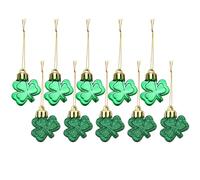 Homoyoyo 24pcs St Patricks Day Shamrock Hanging Decorations Plastic Clover Ornaments Glossy and Glitter Finish for Irish Party Favor and Home Décor