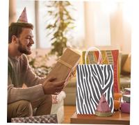 Homoyoyo 24Pcs Zebra and Cow Pattern Paper Gift Bags Candy Storage Party Favor Shopping Tote with Writable Surface for Boutique Market Stall Use