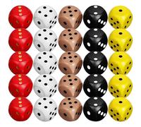 Homoyoyo 25pcs 1.6cm Colored Wooden Dice Set, 6-sided Multi-colored Game Dice for Board Games, Party Fun, and Educational Play
