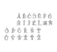 Homoyoyo 26Pcs Delicate Alloy Alphabet Pendants with Rhinestones Capital Letter Charms for Jewelry Making DIY English Letter Pendants for Necklace Bracelet Keychain Crafting