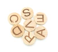 Homoyoyo 26pcs Thick Wooden Alphabet Slices Round Natural Wood Craft Pieces Thick Educational for DIY Crafts Party Bags and Bracelet Making