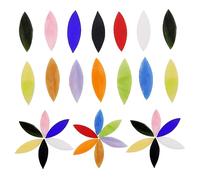 Homoyoyo 28pcs Iridescent Leaf Shaped Mosaic Glass Pieces for Crafts DIY Candle Tray Decoration Mixed Color Stained Glass Sheets with Polished Edges Smooth Surface for Home Art Projects
