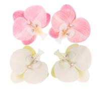 Homoyoyo 2pairs Flower Shoe Clips Artificial Orchid Buckles | Plastic, Elegant Styling, Fade Resistant Finish, Easy, Two Pairs White and Light Pink