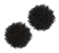 Homoyoyo 2pcs 15cm Afro Puff Hair Bun Drawstring Synthetic High Temperature Resistant Curly Hairpieces Updo Hair Accessories for Women