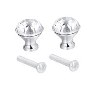 Homoyoyo 2pcs 30mm Crystal Glass Diamond Door Handle White Single Hole Cabinet Pull Knob for Wardrobe and Drawer