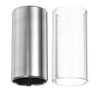 Homoyoyo 2pcs 51mm Guitar Slide Set with Glass Slide and Stainless Steel Medium Bottleneck for Electric Guitar and Bass Strings