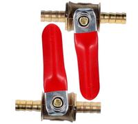 Homoyoyo 2pcs 6mm Copper Ball Valves with Double Internal and External Threads, Red Handle Shutoff Valves for Air Compressor, Water and Gas Plumbing Fittings, Pneumatic Pipeline Control