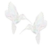 Homoyoyo 2pcs Acrylic Iridescent Bird Pendant Hanging Ornaments with Strings, Elegant Flying Hummingbird Figurines to Enhance Artistic Atmosphere, for Office or Party Ceiling Decoration