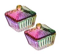 Homoyoyo 2pcs Acrylic Nail Monomer Dish with Lid for Manicure Nail Holder and Dip Powder Tray Square Crystal Glass Cups