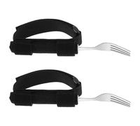 Homoyoyo 2pcs Adaptive Eating Fork Utensils with Adjustable Universal Strap for Elderly and Disabled Hand Tremor Assistance Rehabilitation Meal Aid