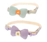 Homoyoyo 2pcs Adjustable Breathable Pet Collar Flower Themed Patterns Bow Tie Collar for Kitten for Cat Outdoors