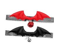 Homoyoyo 2pcs Adjustable Halloween Cat Collar with Bat Wings and Bell Lightweight Breathable Pet Neckwear for Comfortable Fit and Easy Kitten Tracking