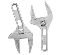 Homoyoyo 2pcs Adjustable Heavy Duty Bathroom Faucet Wrench Ratchet Wide Mouth Spanner for Basin Pipe Nut Sanitary Ware Maintenance Lightweight Alloy Tools