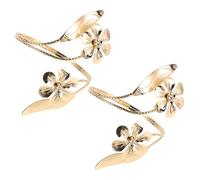 Homoyoyo 2pcs Adjustable Metal Flower Leaf Cuff Bracelets for Women Statement Jewelry with Rhinestone Accents Durable Modern Design for Fashionable Wrist Decorations and Multi Functional