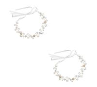 Homoyoyo 2pcs Adjustable Pearl Headband Bridal Headpiece Flower Hair Clip for Women Wedding Hair Accessories Classic Elegant Rhinestone Decoration