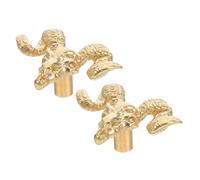 Homoyoyo 2pcs Antique Brass Cabinet Knobs Goat Shape Decorative Handles Vintage Animal Drawer Pulls for Bedroom Kitchen Furniture Sturdy Metal Retro Hardware