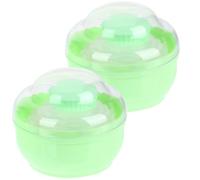 Homoyoyo 2pcs Baby Powder Puff Boxes Portable Dusting Powder Containers Green Soft Puff Applicator for Child Body Storage and Travel Use