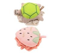 Homoyoyo 2PCS Bath Sponge Loofah Cute Turtle Strawberry Shapes Soft Mesh Exfoliating Shower Puff Body Scrubber Gentle Sensitive Skin Fast-Drying Bath Accessories