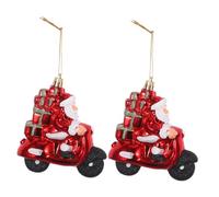 Homoyoyo 2pcs Biker Santa Claus Christmas Tree Ornaments Durable Holiday Pendant Decorations for Home Office Xmas Party Festive Motorcycle Hanging Sculptures