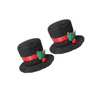 Homoyoyo 2pcs Black Hats with Holly Berry Decoration - Festive Christmas Costume Accessories for Dogs - Cats Puppies and Kittens Perfect for Holiday Photos and Celebrations