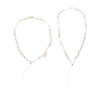 Homoyoyo 2Pcs Bohemian Pearl Shell Phone Hanging Chain Creative Anti-lost Mobile Decor Accessory with Wrist Strap for Phone Case DIY Lightweight