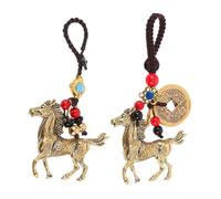 Homoyoyo 2pcs Brass Horse Keychains with Chinese Blessing Pendant Multipurpose Zoo Key Rings for Keys Wallets Bags Sturdy and Artistic Lucky Charms for Phone Car and Bag Accessories