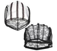 Homoyoyo 2pcs Breathable Black Lace Wig Caps Made of Polyester with Good Air Permeability and Reusable Design Suitable for Stage Plays and Films