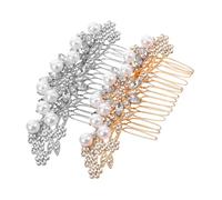 Homoyoyo 2pcs Bridal Hair Combs Lightweight Alloy Wedding Hair Jewelry with Artificial Pearl Rhinestone Side Inserted Accessories for Brides Bridesmaids Flower