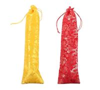 Homoyoyo 2pcs Brocade Fabric Scroll Storage Bags with Thickened Protection and Elegant Tassels Large Capacity Oriental Calligraphy Painting Holders for Wedding Silk Fans Cover Storage