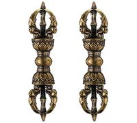 Homoyoyo 2PCS Buddhism Supplies Brass Vajra Dorje Phurba Unique Pestle Dharma Ornament Feng Shui Amulet Handmade for Home Office Tabletop Decoration