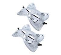 Homoyoyo 2pcs Cat Shaped Disco Sequin Masks for Adults, Full Face Cover Plastic and Glass Material, Comfortable Wear for Halloween Dance Mask Parties and Carnival Cosplay