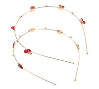 Homoyoyo 2pcs Cherry Strawberry Hair Hoops Fruit Headbands for Women Sweet Adorable Hair Accessories for Parties Family Gatherings