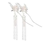 Homoyoyo 2pcs Chinese-style Metal Hairpins with Tassels for Women Vintage Moon Flower Design Hair Sticks for Hanfu and Traditional Costumes Lightweight Accessory for Daily Wear and Special