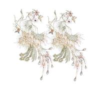 Homoyoyo 2Pcs Chinese Style Peacock Embroidery Patches DIY Sew Applique Animal Bird Badge for Clothes Bags Craft Accessories