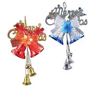 Homoyoyo 2pcs Christmas Bell Pendants Decorative Xmas Tree Hanging Ornaments Lightweight Window Adornments for Holiday Party Home Decor in Blue and Red