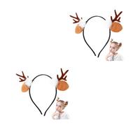 Homoyoyo 2Pcs Christmas Reindeer Antlers Headband - Plush Felt Deer Antlers Hairband for Festive Parties - Holiday Celebrations and Family Gatherings Accessory for and Adults