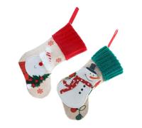 Homoyoyo 2pcs Christmas Stockings Hanging Decorations for Tree and Fireplace Small Santa Snowman Designs Holiday Stocking Gift Pouches for Candy Cookies and Small Presents
