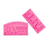 Homoyoyo 2pcs Circus Fondant Silicone Molds Set with Elephant, Bear and Clown Designs for Cake Decorating, DIY Chocolate and Candy Making Moulds, Flexible Non-Stick Silicone for Baking and