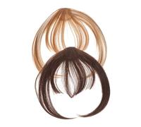 Homoyoyo 2pcs Clip In Bangs Hairpiece with Temples Natural Seamless Fake Bangs Hair Extensions for Women Multi-color Synthetic Fringe for Easy Styling and Authentic Look