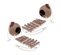 Homoyoyo 2pcs Coconut Shell Parrot Nest with Hanging Ladder Natural Bird Cage Hideout for Lovebirds Parakeets Reptiles Space-saving Cozy Shelter for Climbing and Exploration